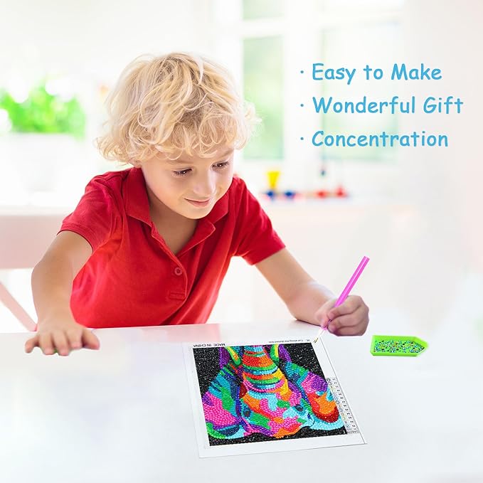 Libfx Diamond Art Kits for Kids with Frame Diamond Art for Girls Boys Beginners Arts and Crafts Ages 8-12 Birthday Gifts (Elephant)