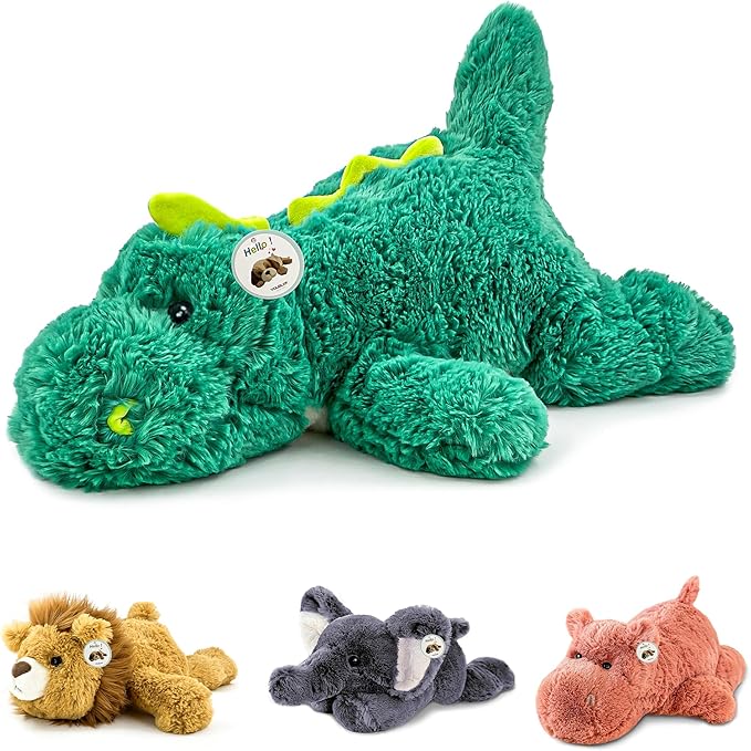 YOUBLEK 16" | 2 Pounds Green Dinosaur Weighted Stuffed Animals,Sensory Comfort Plush Throw Pillow Toy,Kawaii Plushies Hugging Toy Gifts for Kids & Adults (Dinosaur, 16 inch 2 Pounds)