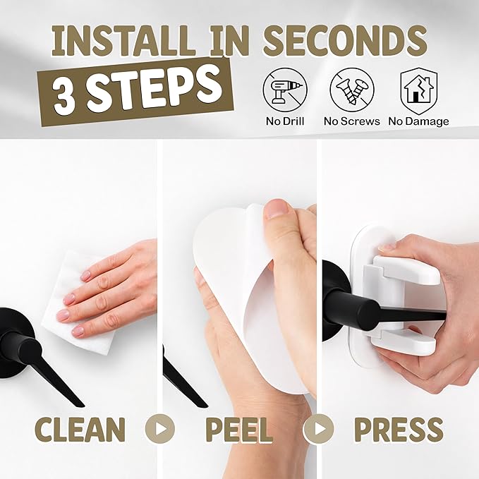4 Pack Child Door Locks Lever Handle | Baby Safety Door Knob Lock | Prevent Toddlers from Opening Doors, Easy for Adults to Open | Durable Adhesive Simple Install | 8 Bonus Pinch Guards Included