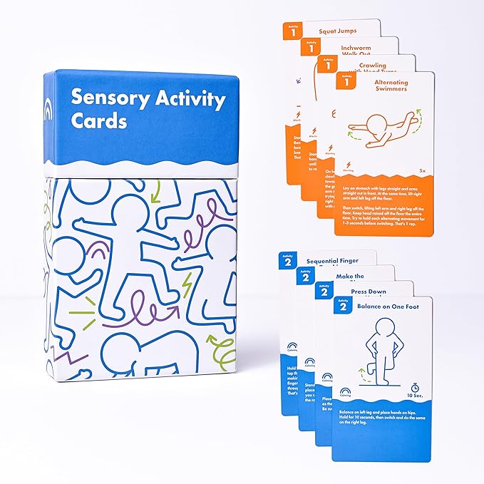 Harkla Sensory Activity Cards – 60 Therapist-Designed Brain Breaks for Kids | 30 Double-Sided 3 x 5 Cards | No-Prep Self Regulation Tool for Focus, Energy & Calm | Classroom & Sensory Kit