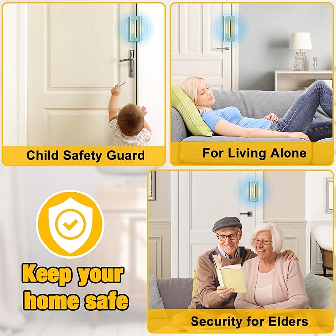 Home Security Door Lock, Upgraded Metal Door Reinforcement Lock, 3" Withstands 1000 lbs of Impact for Inward Swing Doors, Defender Security Door Lock, Prevent Unauthorized Entry, Gold