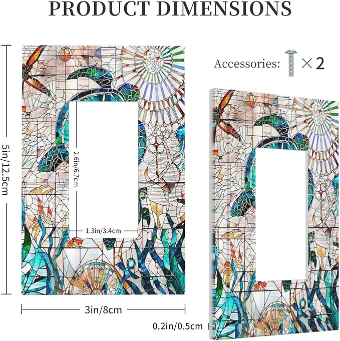 Nautical Green/Blue Sea Ocean Turtle Beach 1-Gang Decorator Rocker Outlet Light Switch Cover Summer Hawaiian Marine Starfish Decorative Single Device GFCI Receptacle Switch Wall Plate Dimmer Mid Size