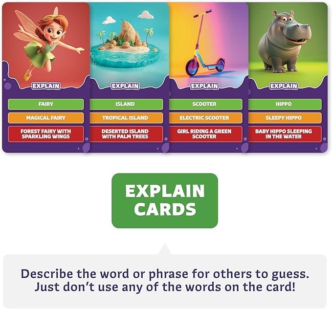 Clever Fox Play Epic Charades Game for Kids Ages 6+ – 200 Act Out & Explain Cards with Illustrations & Timer – Fun Educational Games for Kids 8-12 for Family, Party, Classroom & Travel