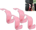 Amooca Car Seat Headrest Hook Universal Vehicle Storage Hanger Leather with Metal Car Seat Back Organizer for Handbag Purse Coat Pink 4 Pack