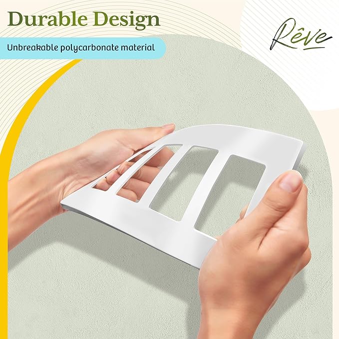TG Screwless Decorator Wall Plates Child Safe Outlet Covers, Size 4-Gang 4.50" H x 8.10" L, Unbreakable Polycarbonate Thermoplastic, UL Listed, Glossy, White (5 Pack)
