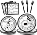 Musical Note Plates Napkins Music Themed Party Tableware Musical Notes Dinnerware Disposable Paper Plates for Baby Shower Music Concert Birthday Karaoke Party Supplies 24 Guests