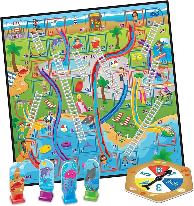 MasterPieces Beach Life Slides & Ladders - Premium Quality Educational and Fun Activity for Kids and Families - Great Gift Idea for Holidays Birthdays and Everyday Playtime Collectible Game