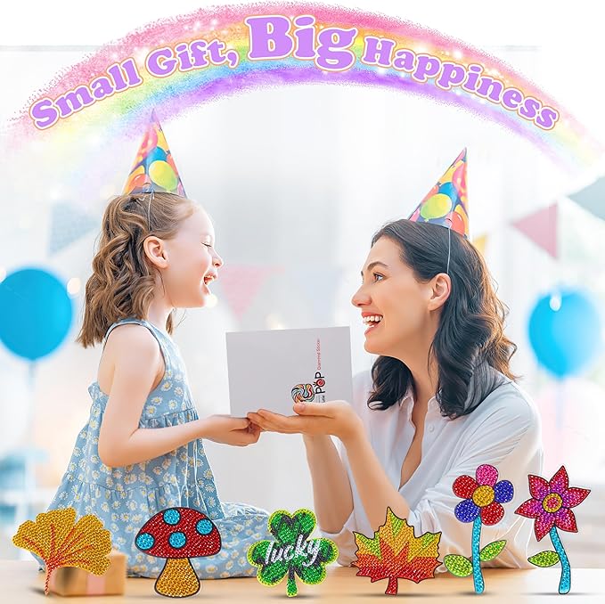 YiConfety Diamond Painting Kits, Kids Diamond Art Gift, Gem Art Kits for Girls Birthday, Arts and Crafts for Kids Ages 6 8 10 (Flower)