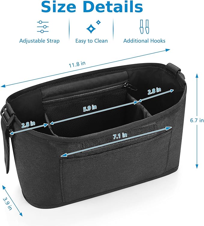 Accmor Universal Stroller Organizer, Stroller Bag Caddy Organizer, Stroller Organizer Accessories for Uppababy, Baby Jogger, Nuna, Doona, Britax Strollers
