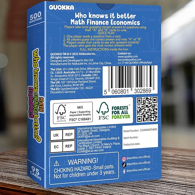 Board Games for Kids 8-12 – STEM Family Card Games for Kids and Adults –Trivia Cards for Family Game Night – Who Knows Math Finance Economics Better – Fun Card Game for Families and Teens