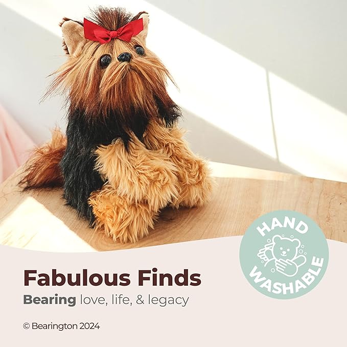Bearington Chewie The Yorkie Stuffed Dog Plush Toy - 13" Soft Cuddly Yorkshire Terrier with Realistic Fur and Floppy Body - Adorable Yorkie Plush Gift for Kids, Girls, Women, and Dog Lovers