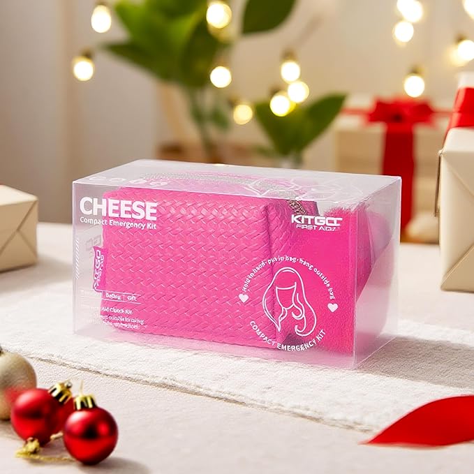 Kitgo Mini First Aid Emergency Clutch Kit -Mother Day Gift Compact Safety Pouch Party Bag with 27 Essential Items for Girl Lady Mother Wife Nurse for Girl Lady Mother Wife Nurse