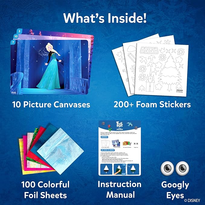 Skillmatics Foil Fun - Disney Frozen, Mess-Free Art for Kids, Craft Kits & Supplies, DIY Creative Activity, Travel Toys, Gifts for Fans of Elsa, Anna, Olaff, Girls, Boys, Ages 4, 5, 6, 7, 8, 9
