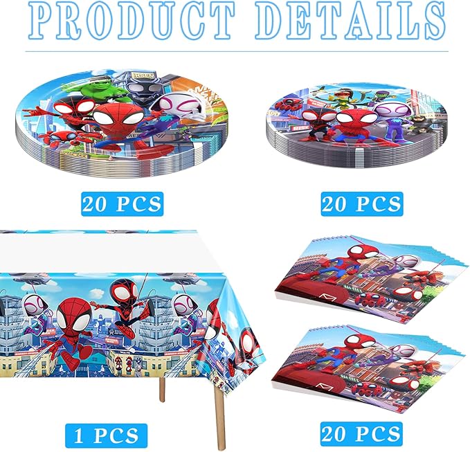 61 PCS Friends Tableware Sets, Birthday Party Paper Plates and Napkins Set Includes 40 PCS Plates, 20 PCS Napkins, 1 Tablecloth for Kids Birthday Party Supplies