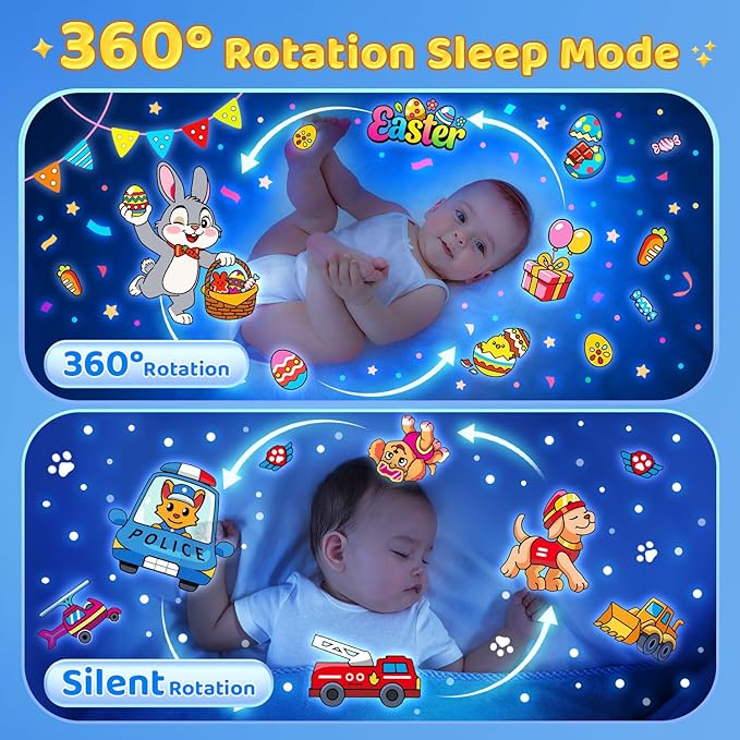 Dinosaur Egg Light for Nursery Sound Machine | 15 Sleeping Sounds+12HD Films+360°Rotating | Dnio Gifts for Kids Primal Hatch Dinosaur Egg Night Light for Nursery Boy Toys Hatch Sound Machine Lights