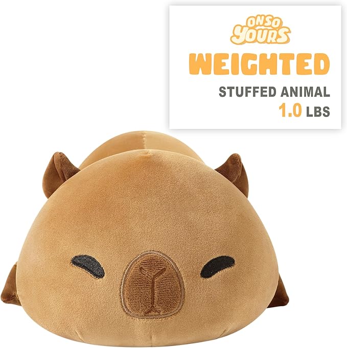 Onsoyours Original Weighted Stuffed Animals, Cute Weighted Positive Capybara Plush Pillow Toy Soft Weighted Capybara Plushies Gift for Kids Adults (9.8", 1.0 Lbs)