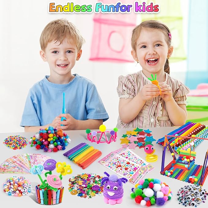 Sundaymot Arts and Crafts Supplies for Kids, 2000+Pcs DIY Craft Kits, Ages 6-10, Educational Preschool and Homeschooling Arts Programs, Children Craft Kits, Gifts for Boys and Girls.