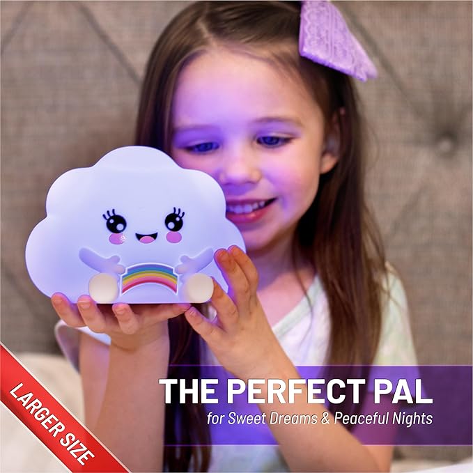 Lumipets Cloud Squishy Night Light for Kids | Soft Silicone Bedside Mood Lamp with Remote & Tap Control | Rechargeable Color Changing Night Light for Boys & Girls | Portable Nightlight with USB Cord