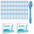 72 Pack 5 in 1 Disposable Mini Toothbrushes with Toothpaste, Floss, Pick & Tongue Scraper, Individually Wrapped, Portable Toothbrush Travel Set for Kids Adults, Mint Flavor
