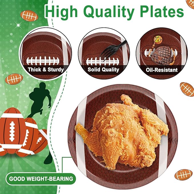 50Pcs Football Party Paper Plates and Napkins Football Dessert Plates Football Theme Party Decorations Super Football Tableware Set Serves 25 Guest Game Day Tailgate Sports Birthday Party Supplies