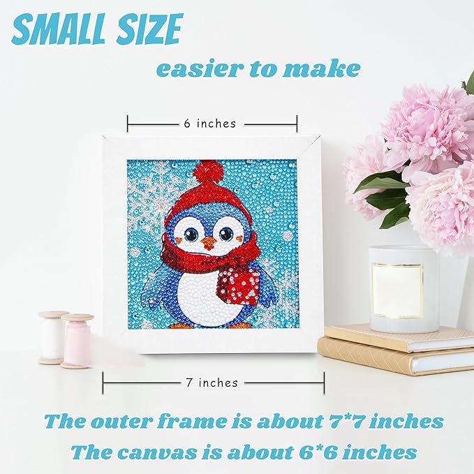 Libfx Diamond Art Kits for Kids with Frame Diamond Art for Girls Boys Beginners Arts and Crafts Ages 8-12 Birthday Gifts (CW-Penguin)