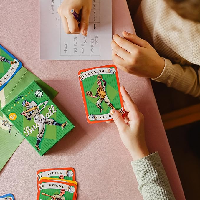 eeBoo: Baseball Playing Cards and Game, 36 Action Cards with Foldable Field, Develops Strategic Thinking, for Ages 5 and up