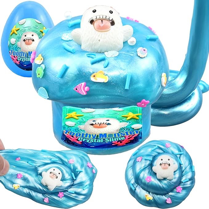 8-Pack Easter Eggs Slime Kit for Kids - Toothy Monster Themed Slime with Resin Charms & Mini Accessories, Easter Basket Stuffers, Party Favors, Birthday Gifts & Classroom