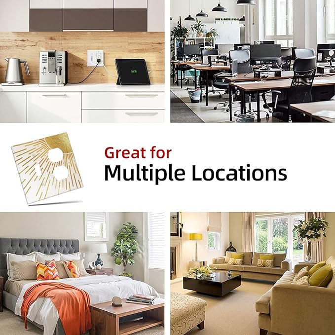 Mid Century Boho Gold Sun Abstract Sunrise Wallplates 1 Toggle 1 Duplex Switch Plate Electrical GFCI Faceplate Decorative Light Switch Covers for Kids Room Home Decor