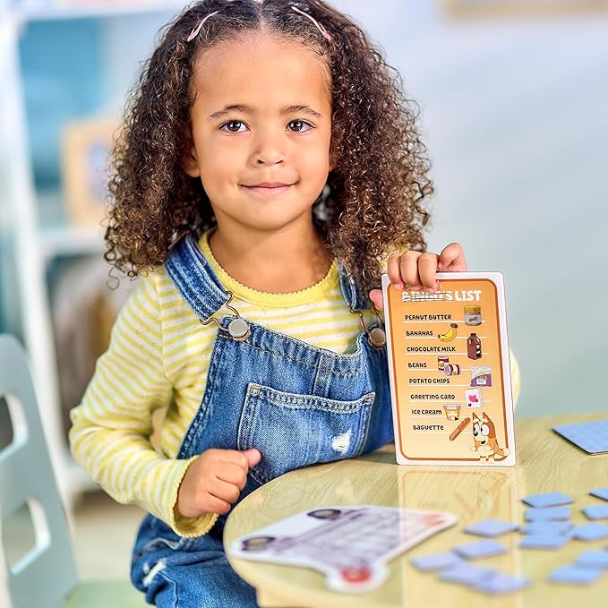 Bluey Shopping List Game, Join Bluey, Bingo, Bandit & Chilli On A Fun Supermarket Adventure, Race to Fill Your Trolley in This Fun Memory and Matching Game, for Ages 3+, 2-4 Players