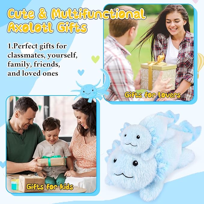 Weighted Stuffed Animals - Weighted Axolotl Plush,Large Blue Stuffed Animal,Cute Axolotl Weighted Plushie Birthday for Kids Boys Girls (23 Inch,2lbs)