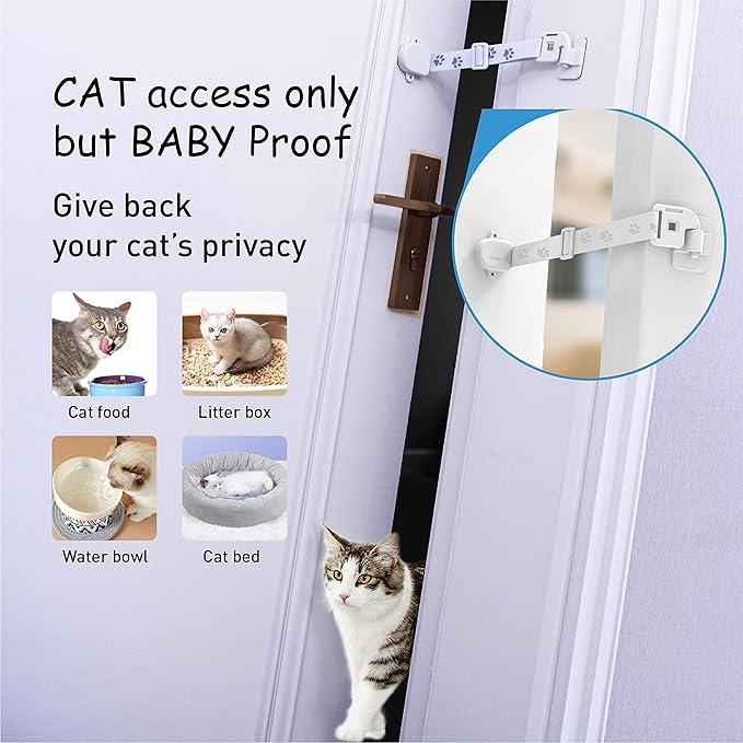 Neobay Child Proof Door Strap with Silicone Door Stopper. No Need for Baby-Gate. Keep Toddler Out and Let Cat in. Prevents Finger Pinch Injuries.