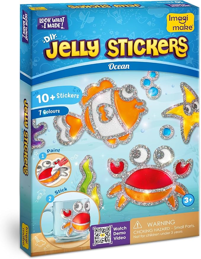 Imagimake DIY Jelly Stickers - Ocean | Gel Window Clings | Activities for Kids Ages 3-5 | Craft Kits for Kids Ages 4-8 | Painting Kit for Boys Ages 5-8 | 3,4,5,6,7 Year Old Girl Birthday Gift