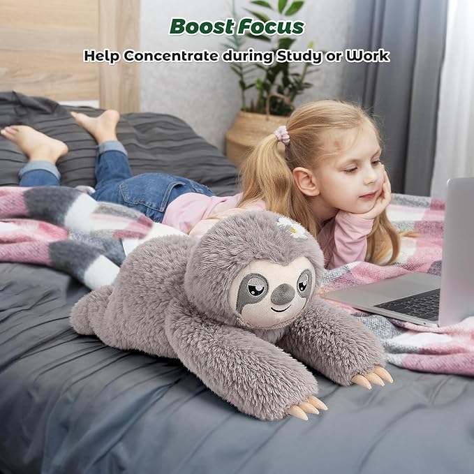 Bobbie & Laxi 26" & 4.5lbs Sloth Stuffed Animal, Sitting & Laying Weighted Stuffed Animals, Cuddly & Soft Weighted Sloth Plush for Adults & Kids, Sloth Gifts for Christmas & Valentine’s Day