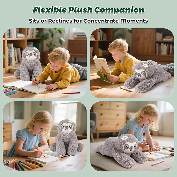 Bobbie & Laxi 26" & 4.5lbs Sloth Stuffed Animal, Sitting & Laying Weighted Stuffed Animals, Cuddly & Soft Weighted Sloth Plush for Adults & Kids, Sloth Gifts for Christmas & Valentine’s Day