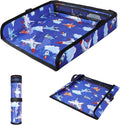 COOLBEBE Airplane Tray Table Cover Foldable Travel Tray Cover for Toddlers 1-3 Universal Fit for Airplane, Car Seat, High Chair Machine Washable, Portable Blue Plane