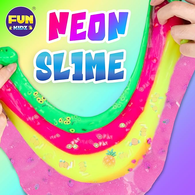 1:1 Scented Fruit Glue Slime Kit for Kids, FunKidz Neon Slime Making Kit for Girls Ages 6-12 Activities Craft Gifts Includes Color Glue and Super Clear Slime Activator to Make Slime Toys