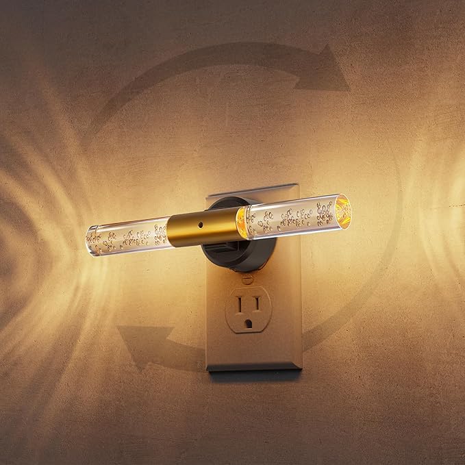 L LOHAS LED Night Light, Rotating Night Lights Plug into Wall, Light Sensor, Soft White 3 Level Dimmable LED Nightlight Plug in, Acrylic Bubble Mini Light for Bedroom Bathroom Hallway Adults, 1 Pack
