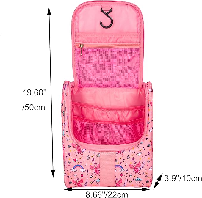 Remobia Hicol Cute Cartoon Hanging Kids Toiletry Bag Children Travel Cosmetic Makeup Organizer Wash Bag Shower bag Over Night Bag Camping Shaving Kit Bag for Boys & Girls(Fairy)
