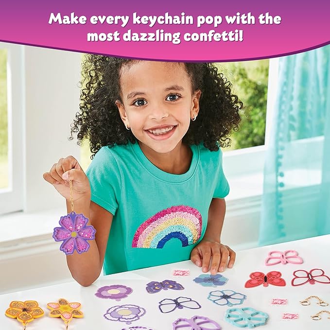 Shake-its Glitter Craft Kits, DIY Art Kit for Kids - Fun Shake Art Supplies, Creative Arts and Crafts Activity Gifts for Girls & Boys Ages 4 5 6 7 8 9 (Flowers & Butterflies)
