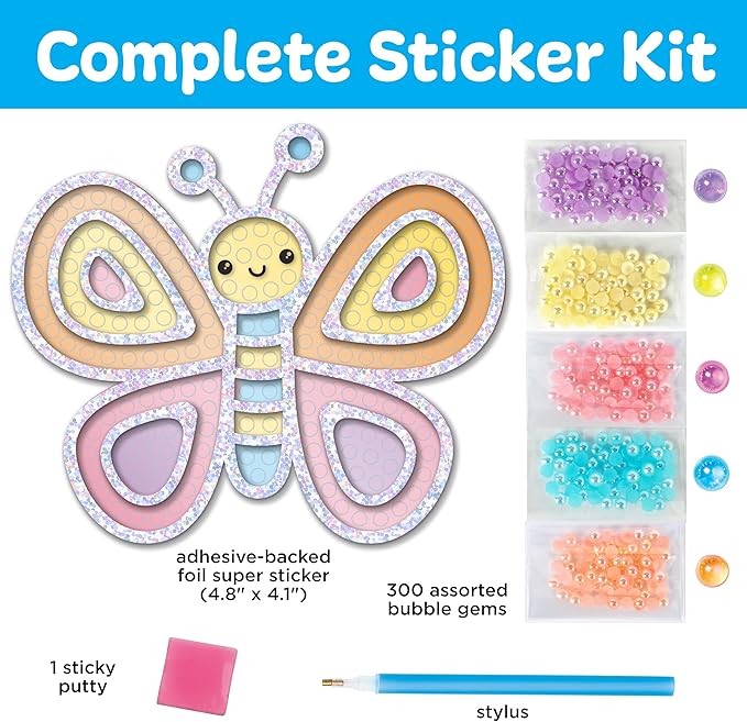 Creativity for Kids Bubble Gem Super Sticker: Butterfly - Mini Diamond Painting Kits for Kids, Arts and Crafts for Kids, Small Gifts for Spring for Girls (Ages 6+)