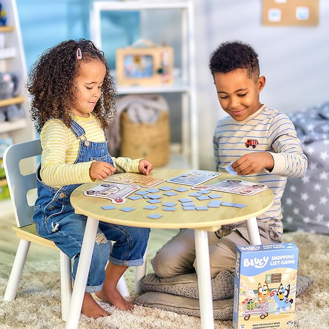 Bluey Shopping List Game, Join Bluey, Bingo, Bandit & Chilli On A Fun Supermarket Adventure, Race to Fill Your Trolley in This Fun Memory and Matching Game, for Ages 3+, 2-4 Players