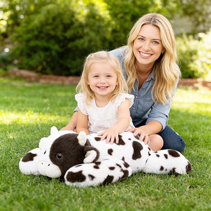 Niuniu Daddy 20" | 3.3 Pound Cow Weighted Stuffed Animals for Kids Adults, Kawaii Cow Weighted Beads for Body Pillow for Hugging, Soft Plush Toy for Gift Birthday Christmas Holiday Easter Presents