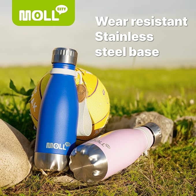 Kids Water Bottle-9 oz Stainless Steel Vacuum Insulated Small Water Flask for Kids Back to School, Cola Shape Sports Water Bottle Leak Proof (Silver)