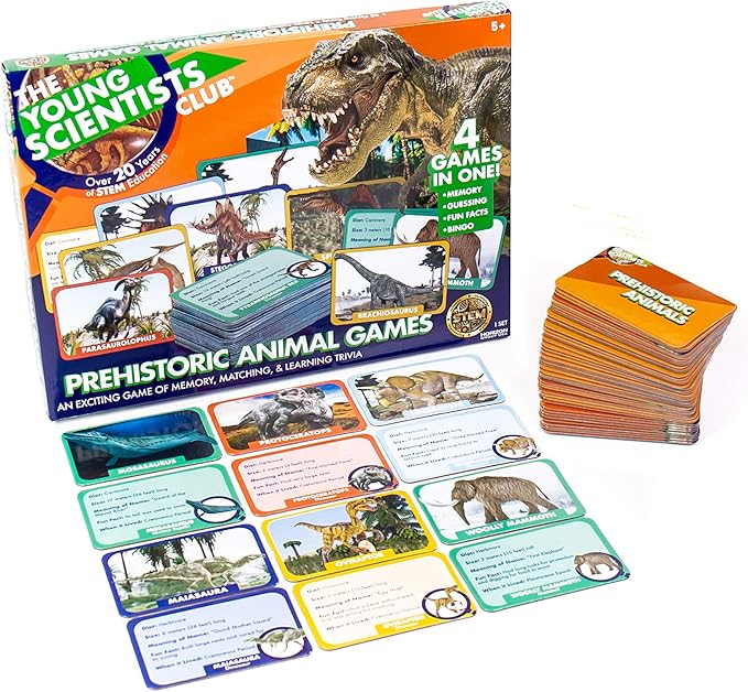 The Young Scientist Prehistoric Animal Card Games for Age 5 and Up: Matching, Bingo, Memory, Trivia - Hands-On Educational STEM