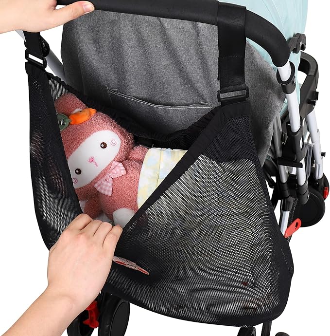 Accmor Universal Stroller Organizer, Large Storage Stroller Bag Fits for Uppababy, Nuna, Britax, Doona Strollers, Non-Slip Adjustable Storage Mesh Caddy Accessories for Stroller Crib