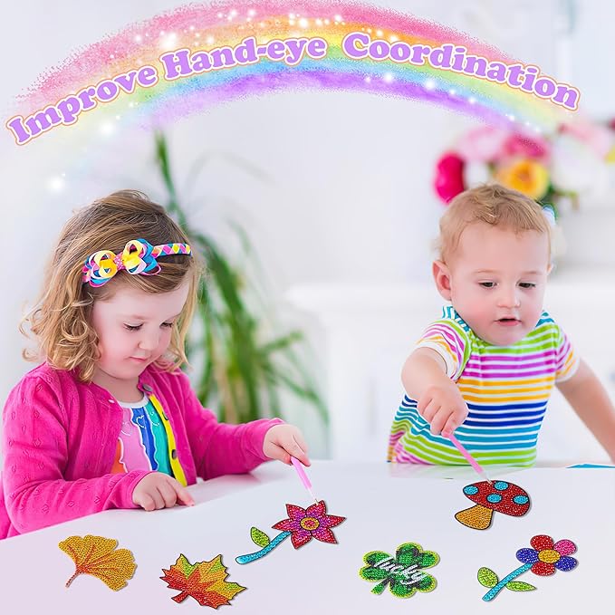 YiConfety Diamond Painting Kits, Kids Diamond Art Gift, Gem Art Kits for Girls Birthday, Arts and Crafts for Kids Ages 6 8 10 (Flower)