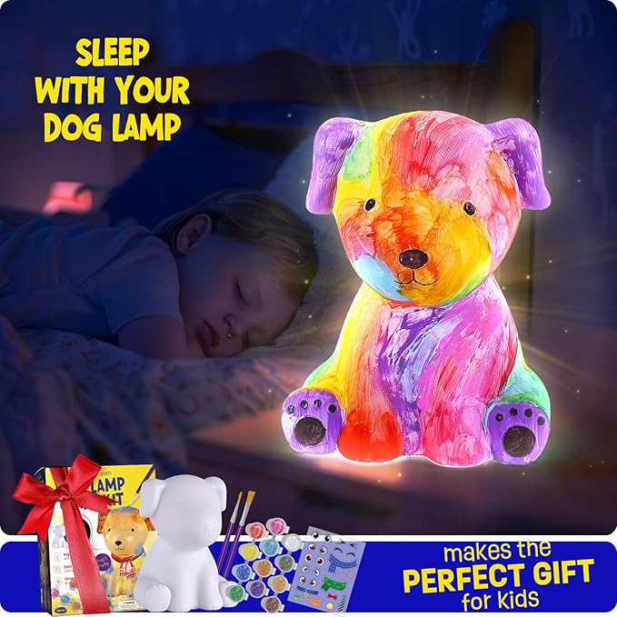 LAOESE Paint Your Own Dog Lamp Kit, Art Supplies Painting Kits for Kids, Arts and Crafts for Kids Ages 8-12, Dog Toys Girls Boys Birthday Gifts for Kids Ages 3 4 5 6 7 8 9 10 11 12+