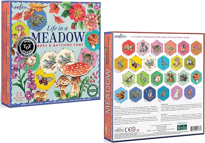 eeBoo: Memory and Matching Game - Life in a Meadow - 24 Pairs, Develops Recognition, Concentration, Memory & Vocabulary Skills, Age 3+