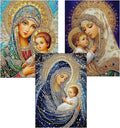 CHWGLFGG 5D Diamond Art Kits for Adults Beginners, 3 Pack Virgin Mary Diamond Painting Kits, DIY Full Round Drill Paint by Diamonds Dot Gem Art for Adults, Home Wall Decor 12x 16 Inch