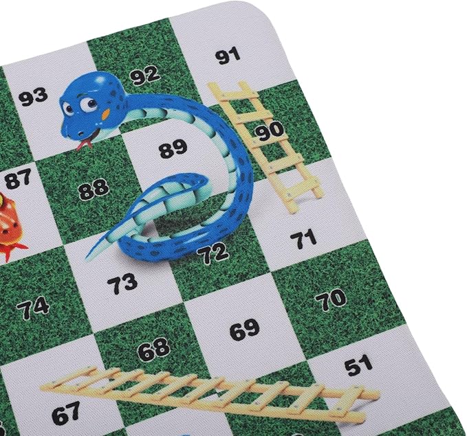 TOPINCN Snakes and Ladders Board Game Set, Rubber Portable Family Board Game for 2-4 Players with Simple Rules, for Home Office School Travel Picnic